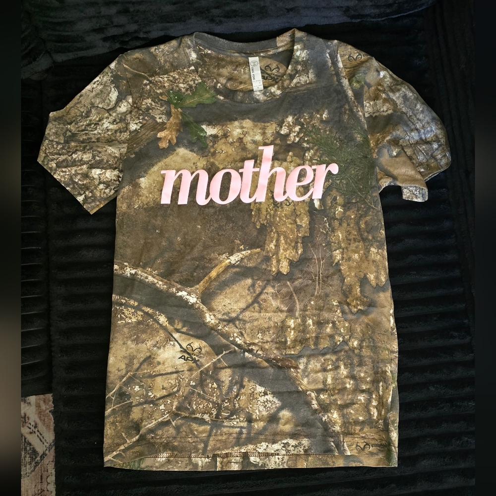 Mother Women's Camouflage Tee with Pink Logo